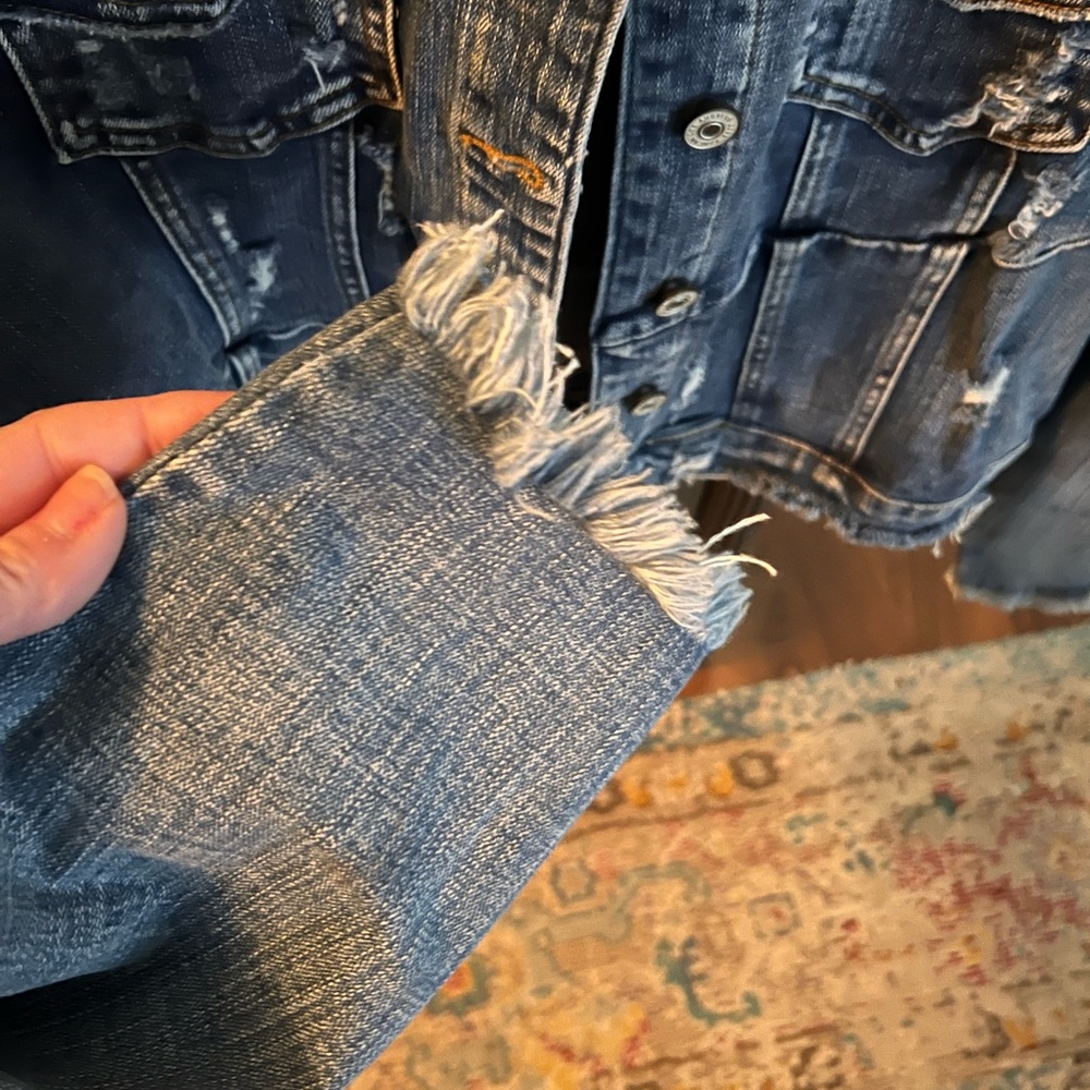 KanCan Faded Blue Distressed Jean Jacket - Picture 5 of 8